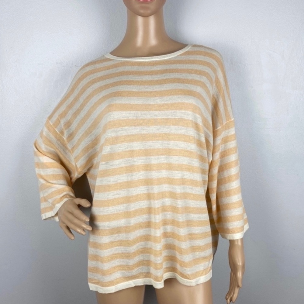 NEW VINCE STRIPED WOOL BLEND TEE - Picture 2 of 5
